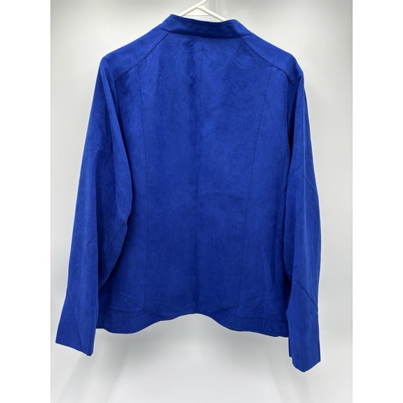 Studio Works Woman 20W Blue Faux Suede Zip Jacket Plus Size Career Blazer - Picture 5 of 7